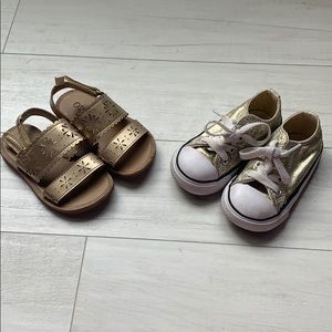 Toddler girl gold shoes